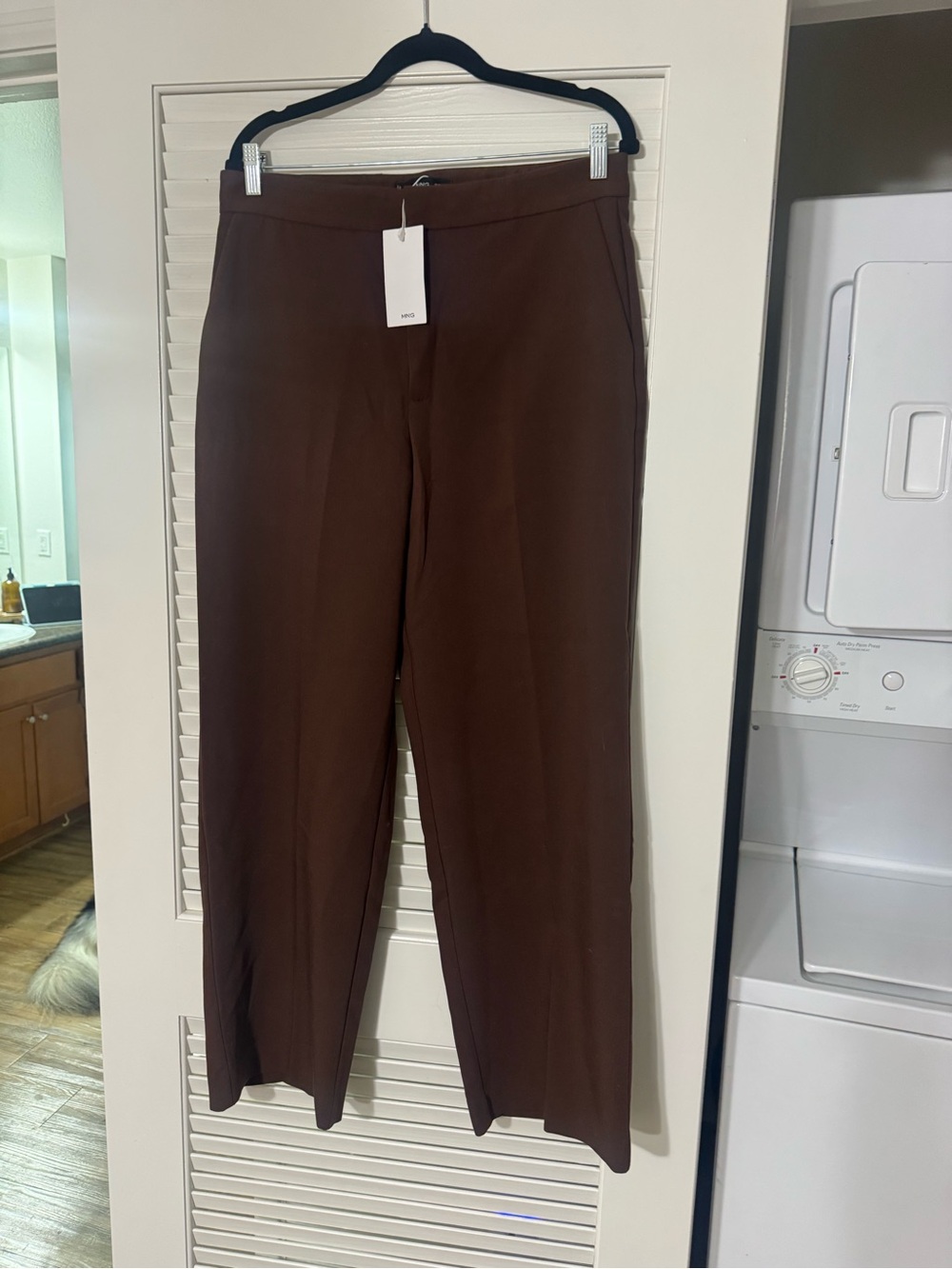 Mango Men's Dark Brown Straight-Leg Chinos